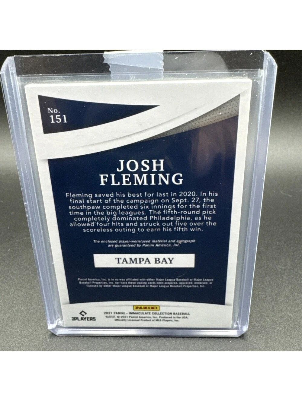 Josh Fleming Immaculate Collection No. 151 - 2021 Panini - Auto & Swatch 81/99